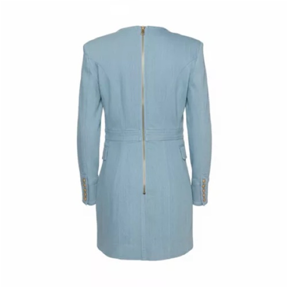 Authentic Balmain Blue Denim Double Breasted Mini Dress - Picture 6 of 11